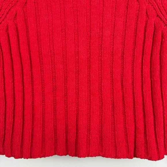 American Eagle Red Ribbed Knit Mock Neck Sweater (XS) - Picture 12 of 14
